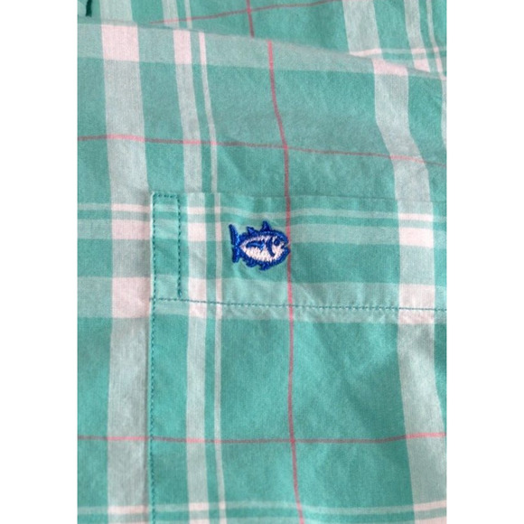 Southern Tide Button Down Shirt Blue Check Men's Size M Classic Fit - Picture 9 of 10